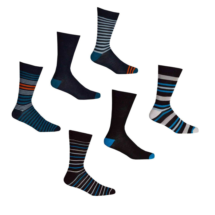 6 Pairs Mens Bamboo Socks Argyle Stripe Breathable Moisture-Wicking Casual Suit Anti-Odor Soft Grip Elastic Hand-Linked Toe Seam UK 6-11 EUR 39-45 Sock Stack STRIPES / 6-11 Socks