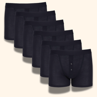 6 Pairs Mens Black Boxer Short Ribbed Boxers Cotton Stretch Boxershorts Underwear MB09 by Sock Stack BLACK / S Boxer Shorts