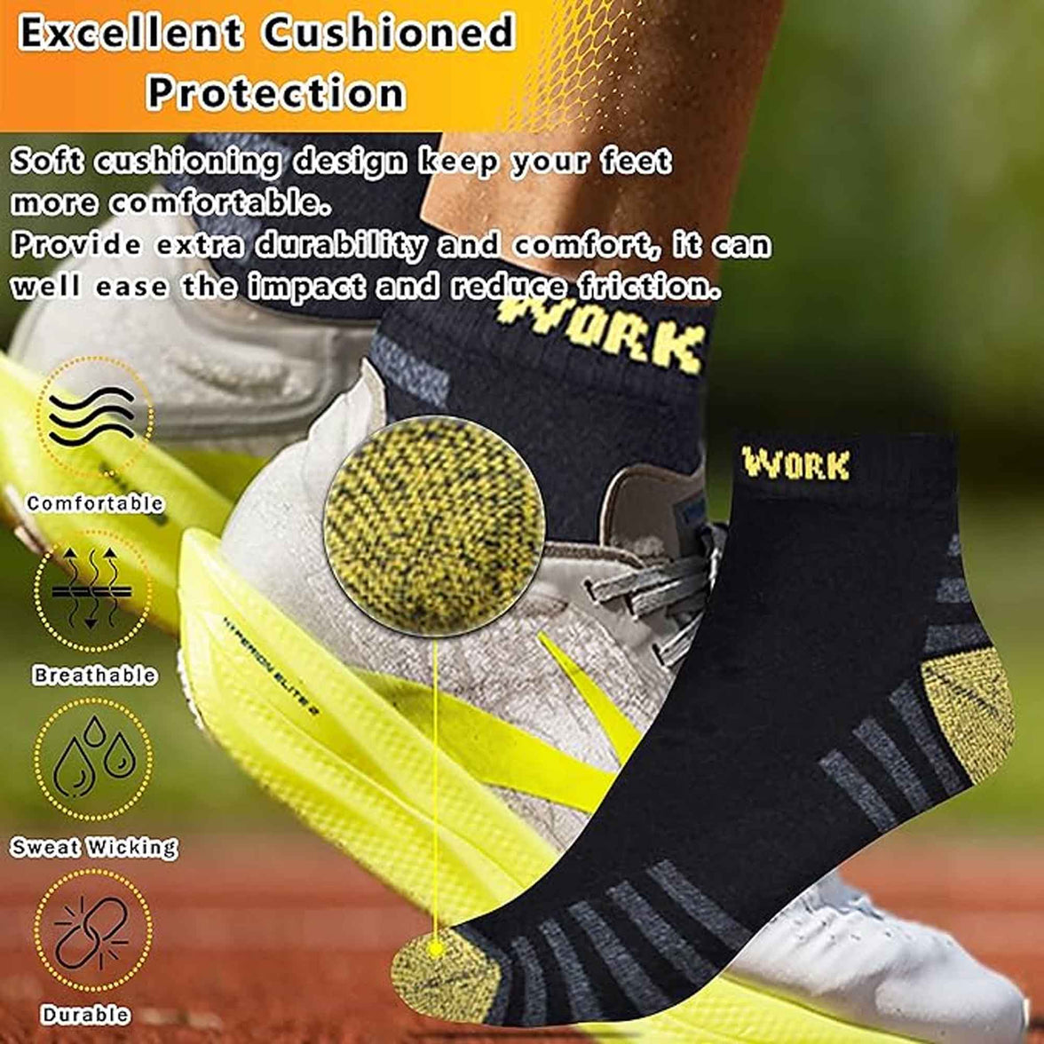 6 Pairs Mens Crew Work Boot Socks Reinforced Heel and Toe Durable Cotton Polyester Blend Breathable Moisture-Wicking Ideal for Construction Hiking by Sock Stack ASSORTED / 6-11 Socks