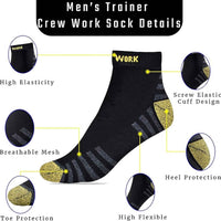 6 Pairs Mens Crew Work Boot Socks Reinforced Heel and Toe Durable Cotton Polyester Blend Breathable Moisture-Wicking Ideal for Construction Hiking by Sock Stack ASSORTED / 6-11 Socks