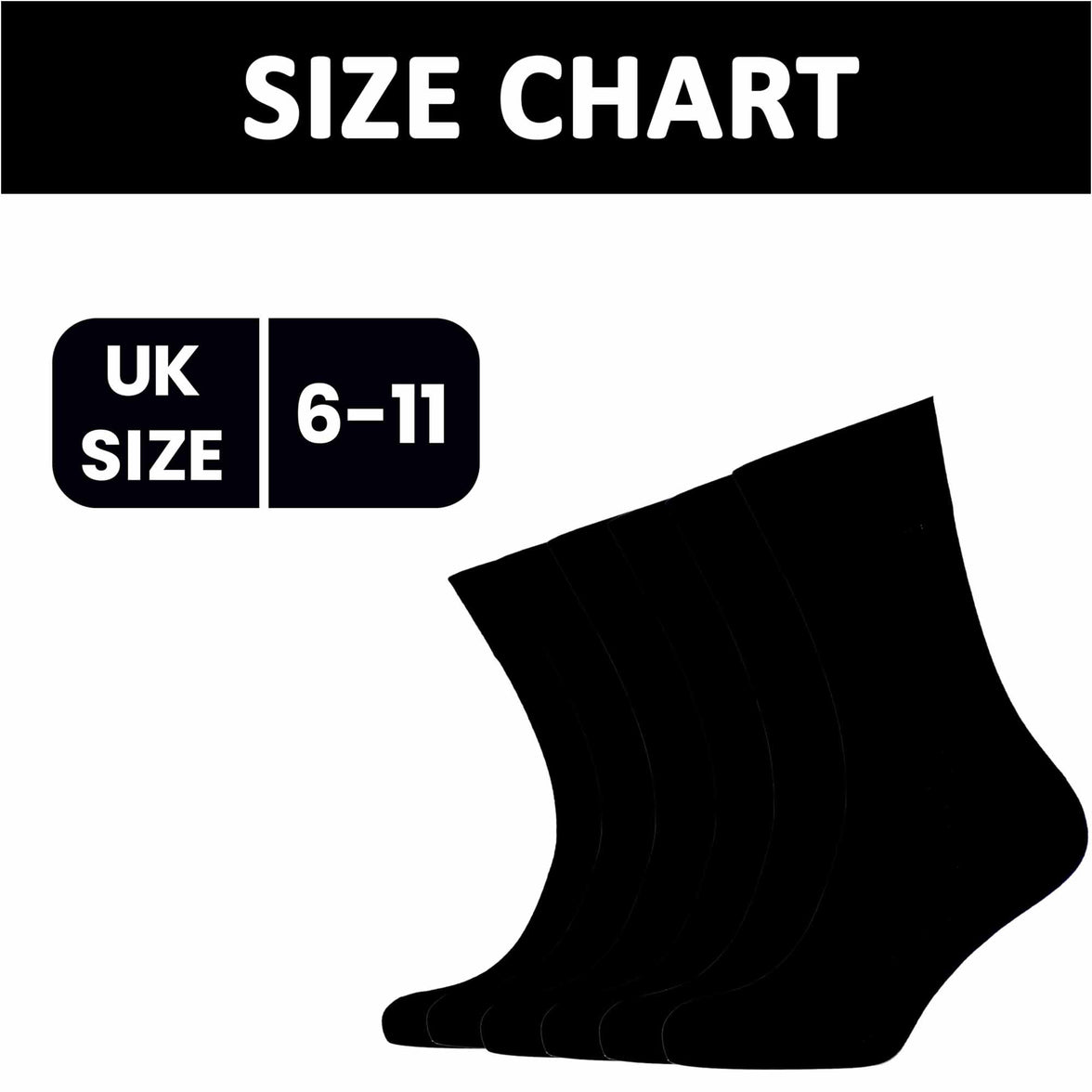 6 Pairs Mens Diabetic Non Elastic Loose Grip Soft Cotton Blend Moisture-Wicking Antibacterial Socks for Sensitive Legs Size 6-11 Sock Stack UK 6-11 / BLACK Socks