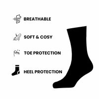 6 Pairs Mens Diabetic Non Elastic Loose Grip Soft Cotton Blend Moisture-Wicking Antibacterial Socks for Sensitive Legs Size 6-11 Sock Stack UK 6-11 / BLACK Socks