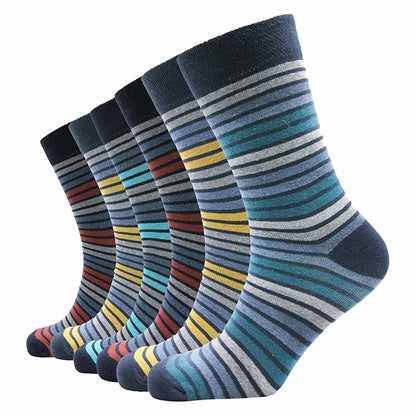 6 Pairs Mens Diabetic Socks Non Elastic Soft Top Moisture-Wicking Antibacterial Cotton Blend for Sensitive Legs Size 6-11 Sock Stack UK 6-11 / STRIPES Socks