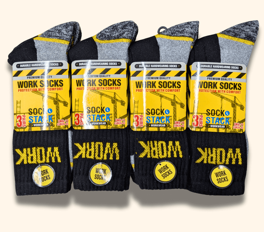 Sock Stack Men's Heavy Duty Work Socks 12 Pairs Cushion | Sock Stack