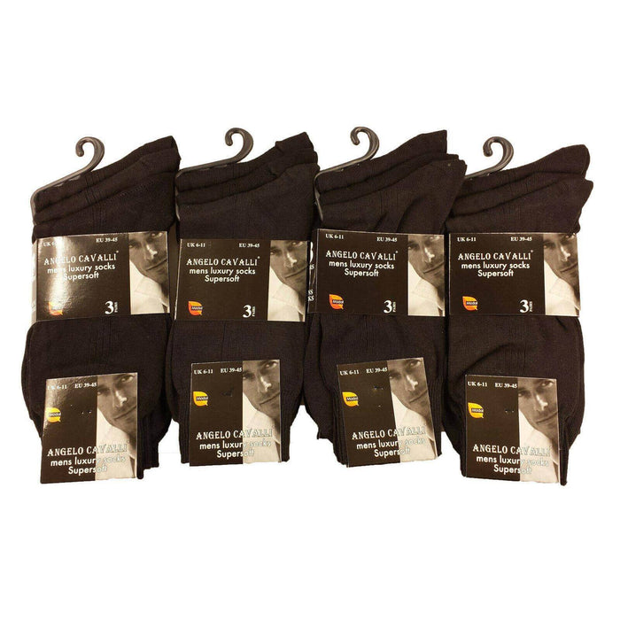 6 Pairs Mens Luxury Super Soft Cotton Modal Dress Socks Lightweight Comfortable Breathable Formal Business Socks in Assorted Colours UK Sizes 6-11 EU Sizes 39-45 by Sock Stack BLACK / 6-11 Socks
