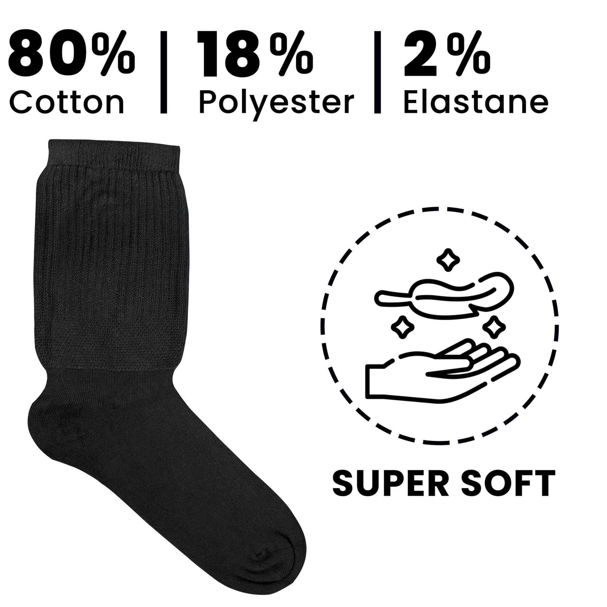 6 Pairs of Women's Extra Wide Diabetics Socks Super Soft Breathable Eco-Friendly Ladies Sock Ideal for Everyday wear UK Size 4-8 by Sock Stack Socks