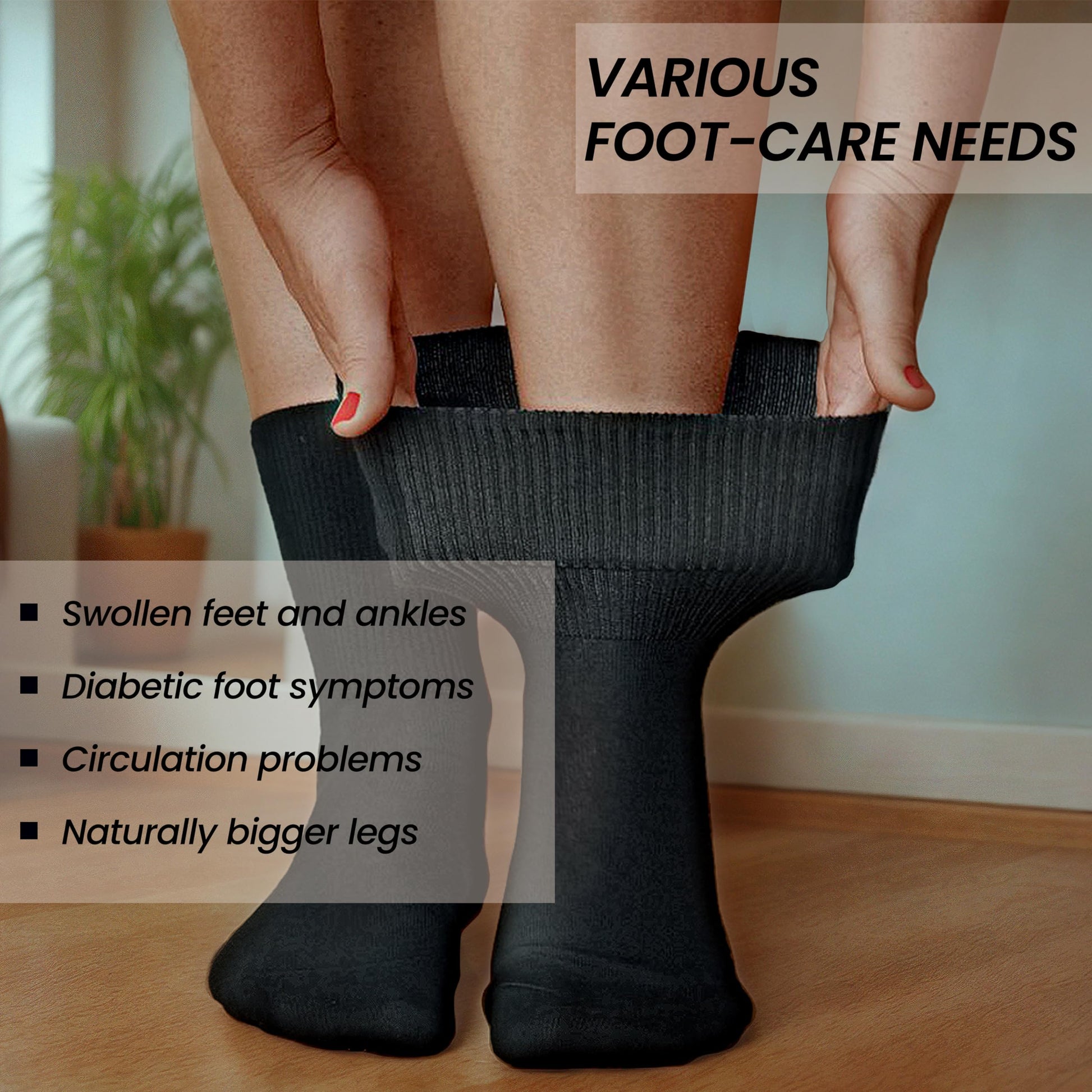 6 Pairs of Women's Extra Wide Diabetics Socks Super Soft Breathable Eco-Friendly Ladies Sock Ideal for Everyday wear UK Size 4-8 by Sock Stack Socks