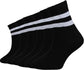 6 Pairs of Women's Short Sports Socks Fashion Crew Length Ladies Sock Ideal for Everyday Wear by Sock Stack Black Stripes / UK 4-6 Socks