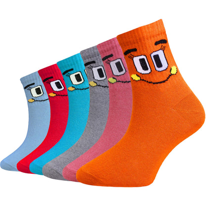 6 Pairs of Women's Short Sports Socks Fashion Crew Length Ladies Sock Ideal for Everyday Wear by Sock Stack Smiley / UK 4-6 Socks