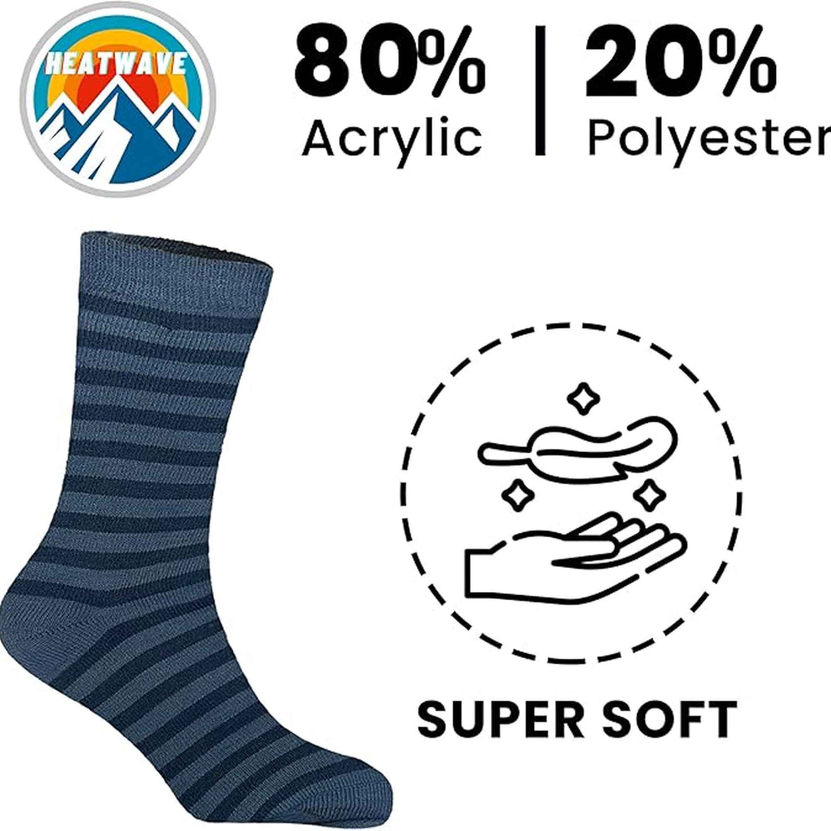 6 Pairs Thermal Work Boot Socks for Men Warm Thick Cushioned Durable Reinforced Heel and Toe Size 6 11 Outdoor Winter by Sock Stack 6-11 / ASSORTED Socks