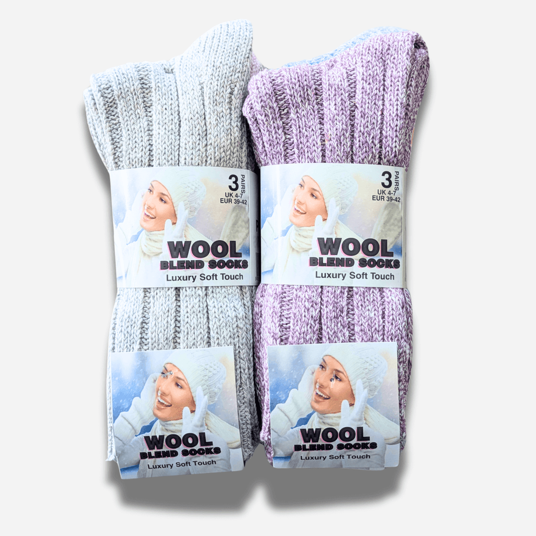 6 Pairs Women's Ultra Chunky Wool Thermal Socks for Outdoor Activities Warm Thick Insulated Winter Work Boots Sock Size UK 4-7 EU 37-40 Assorted Colours by Sock Stack Socks