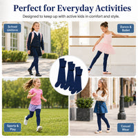 Sock Stack Girls Cotton Lycra Tights 3 Pairs Cotton Rich Back To School Uniform Reinforced Heel Toe Multipack Value