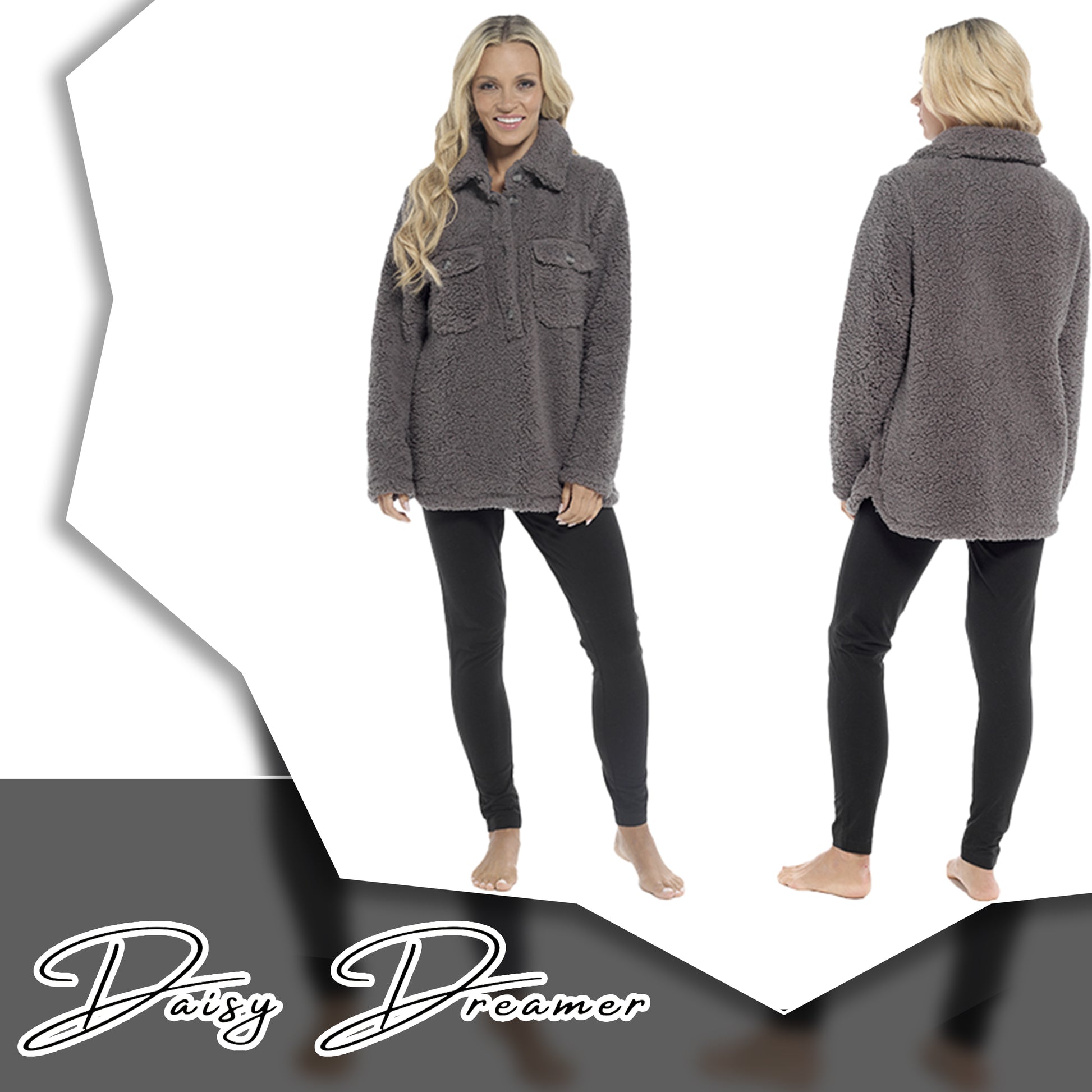 Women's Ultra-Soft Sherpa Lounge Set Long Sleeve Top and Leggings with Double Pockets Cozy Pajamas for Chilly Days Multiple Sizes Daisy Dreamer. Buy now for £20.00.
