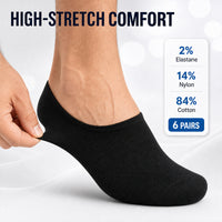 Sock Stack Men's No Show Trainer Socks 6 Pairs Low Cut Non-Slip Heel Grip UK 6-11