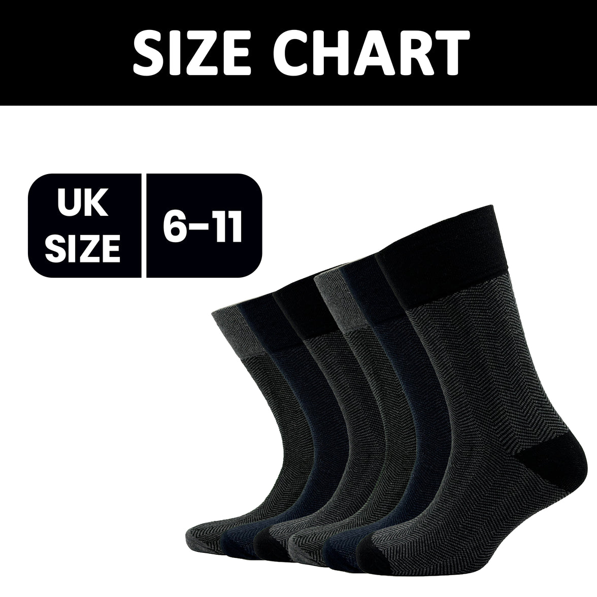 Sock Stack メンズ用糖尿病対応ノンエラスティック・ゆったりフィットソックス シェブロン柄 6足セット サイズ6～11 綿素材 快適なカフス 通気性 毎日使い