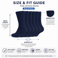 Sock Stack 6 Pairs Kids Cotton Rich School Socks Ankle Breathable Durable Uniform Unisex