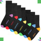 7 Pack Days Of The Week Cotton Rich Boys Girls Kids Men's Women's Socks Black with Multi Colour Heel and Toe Design By Sock Stack. Buy now for £9.00.