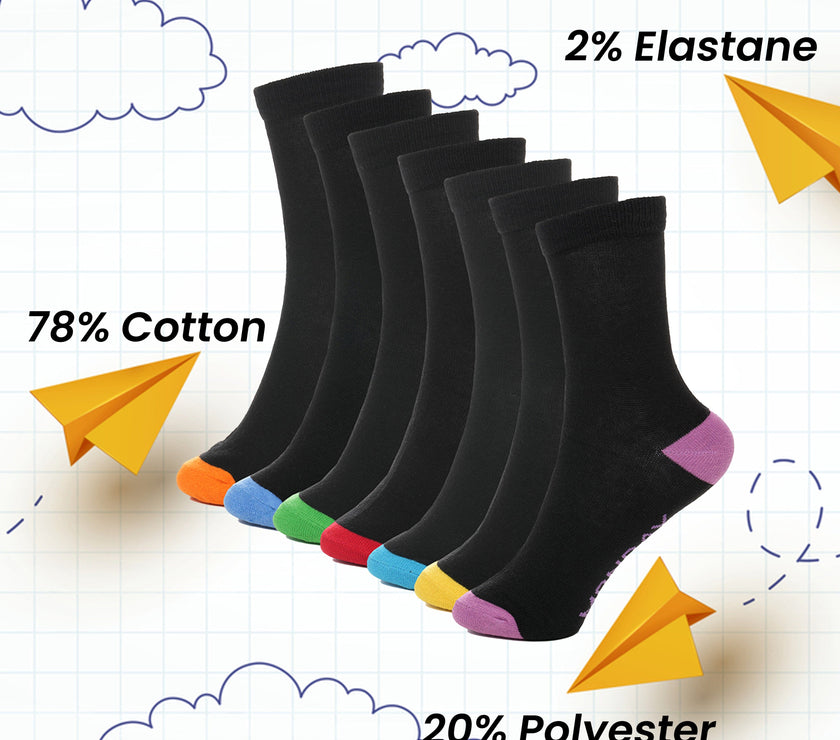 Sock Stack Days Of The Week Socks 7 Pack Cotton Rich Black With Multi ...
