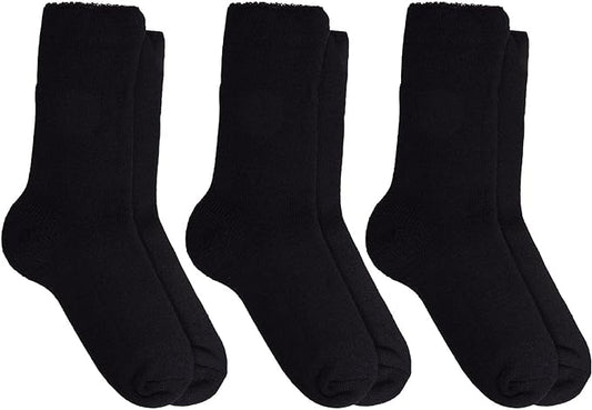 Heatwave® Mens Heavy Duty Thermal Boot Socks Pack of 3 Insulated Hot Socks for Outdoor Activities, Hiking, and Cold Weather UK Sizes 6-11 Extra Warm with Heat 2.3 Tog Rating Black and Assorted Colors Warm Winter Socks 7 Times Warmer Thermal Socks