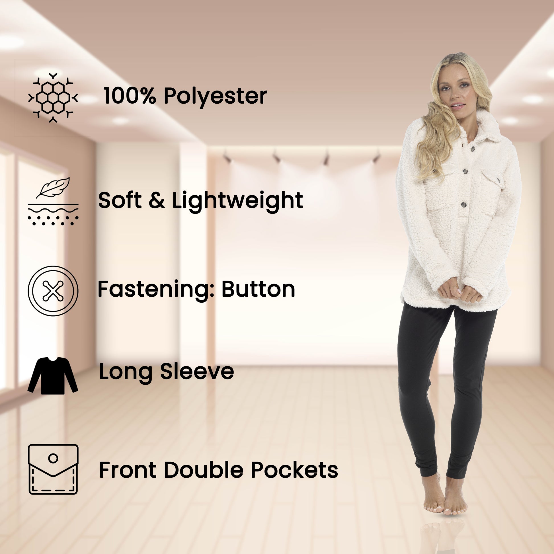 Women's Ultra-Soft Sherpa Lounge Set Long Sleeve Top and Leggings with Double Pockets Cozy Pajamas for Chilly Days Multiple Sizes Daisy Dreamer. Buy now for £20.00.