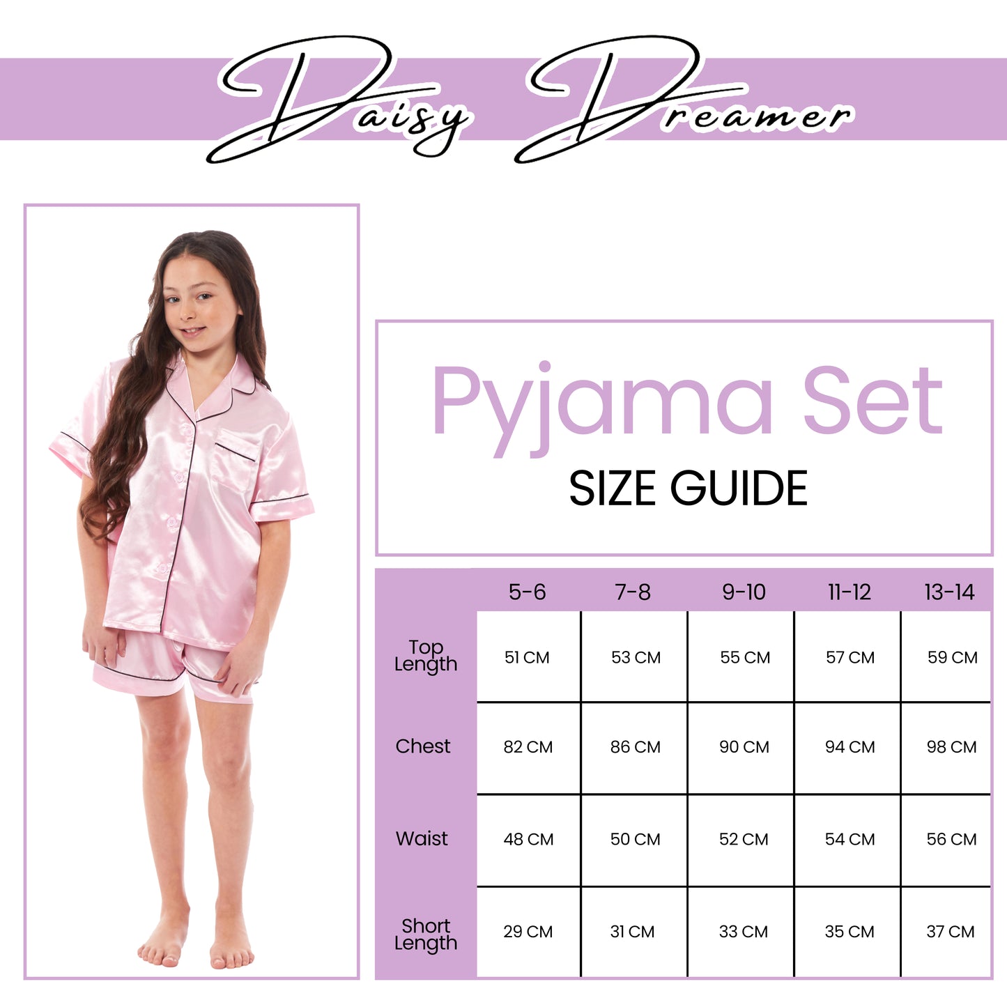 Kids Satin Silk Pyjama Set for Girls with Button-Down Shirt and Loose-Fitting Pants Comfortable Loungewear in Black Pink Grey Ages 5-14 by Daisy Dreamer. Buy now for £12.00.