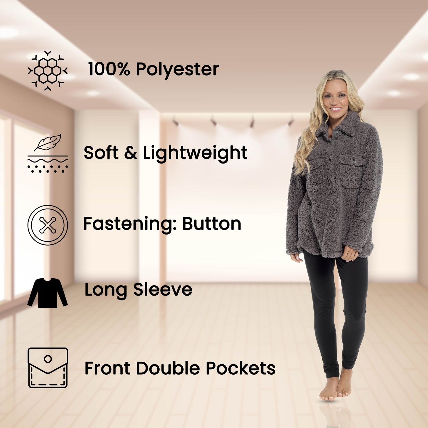 Women's Ultra-Soft Sherpa Lounge Set Long Sleeve Top and Leggings with Double Pockets Cozy Pajamas for Chilly Days Multiple Sizes Daisy Dreamer. Buy now for £20.00.