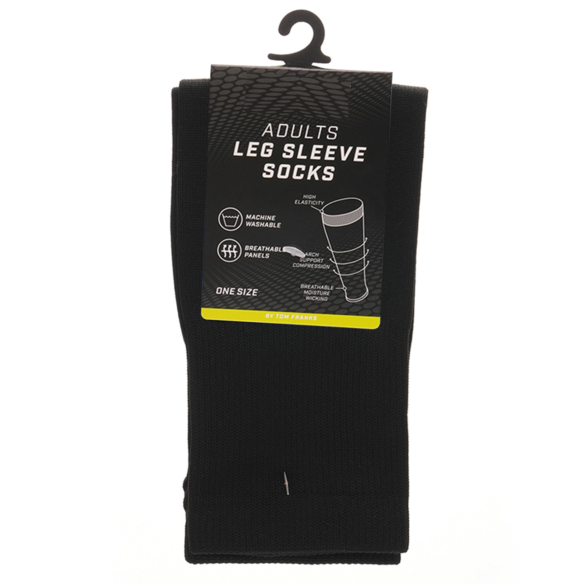 Adults Black Football Leg Sleeve Socks Compression Support Fits Over Shin Pads Breathable & Secure for Training Running by Sock Stack. Buy now for £9.00.