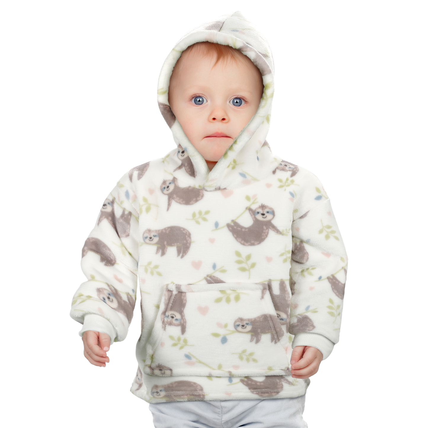 Younger Kids Hoodie Blanket Infants Hooded Sweatshirt Unisex, Safari & Sloth