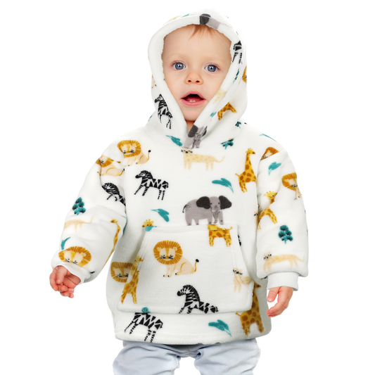 Younger Kids Hoodie Blanket Infants Hooded Sweatshirt Unisex, Safari & Sloth