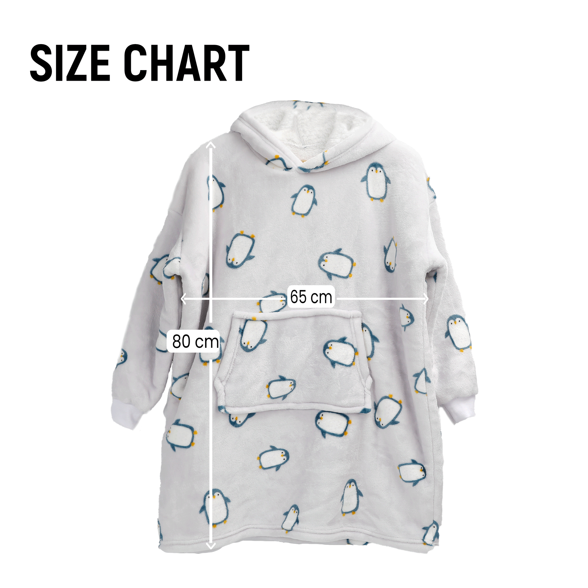 Kids Cozy Oversized Hooded Penguin Blanket Plush Flannel Fleece Hoodie with Sherpa Lining Ages 8-15 Warm Comfortable Durable Loungewear Gift by Daisy Dreamer. Buy now for £15.00.