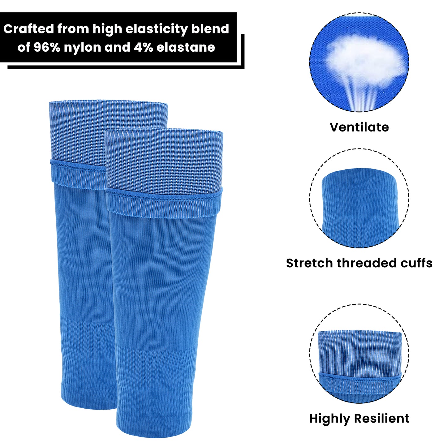 Kids Leg Sleeve Socks Blue Fits Over Calf Shin Pads Compression Sleeves for Football Training Running by Sock Stack. Buy now for £9.00.