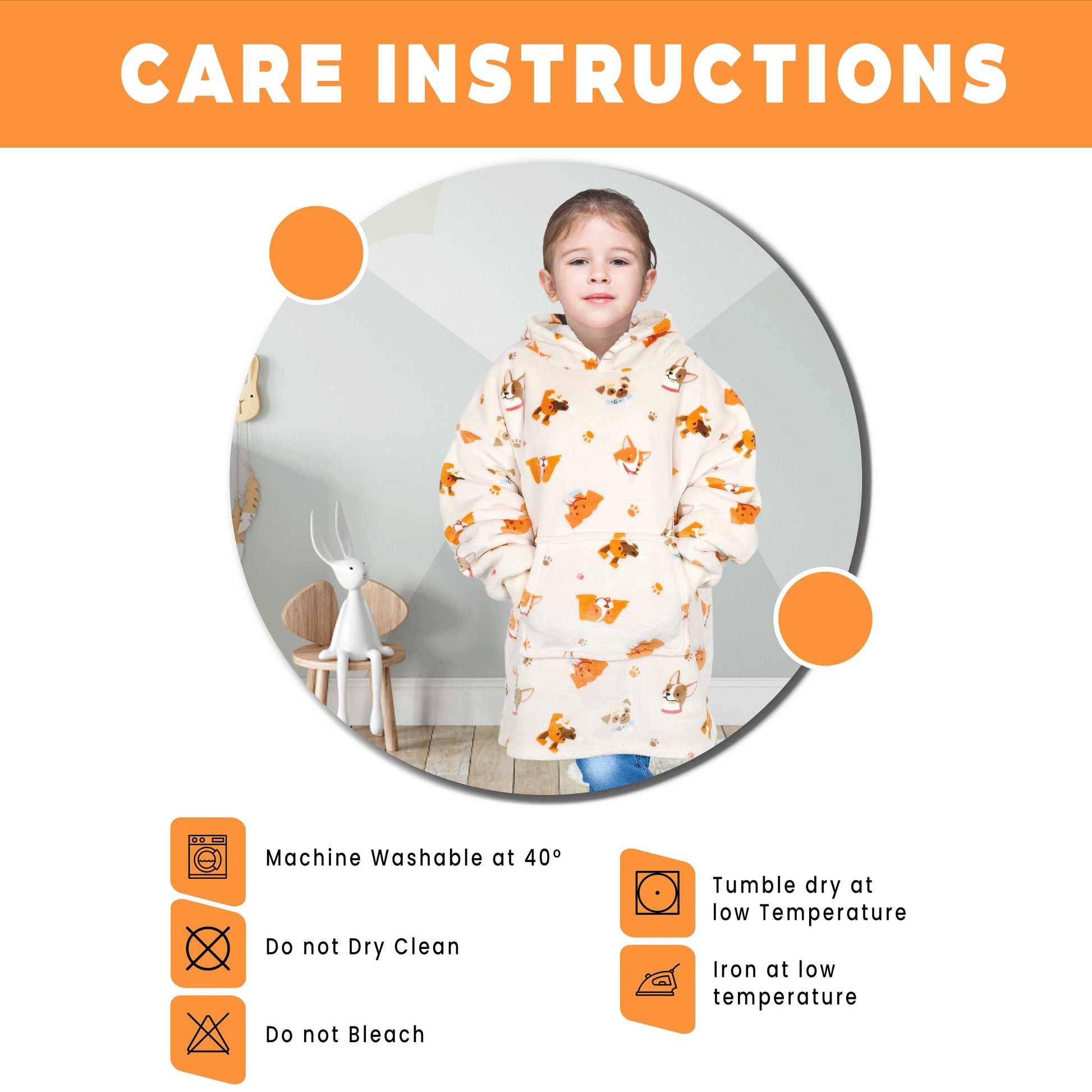 Kids Oversized Hooded Blanket Sweatshirt Ultra Soft Sherpa Fur Flannel Fleece Hoodie for Ages 8-15 with Fun Dog Print by Daisy Dreamer. Buy now for £15.00.