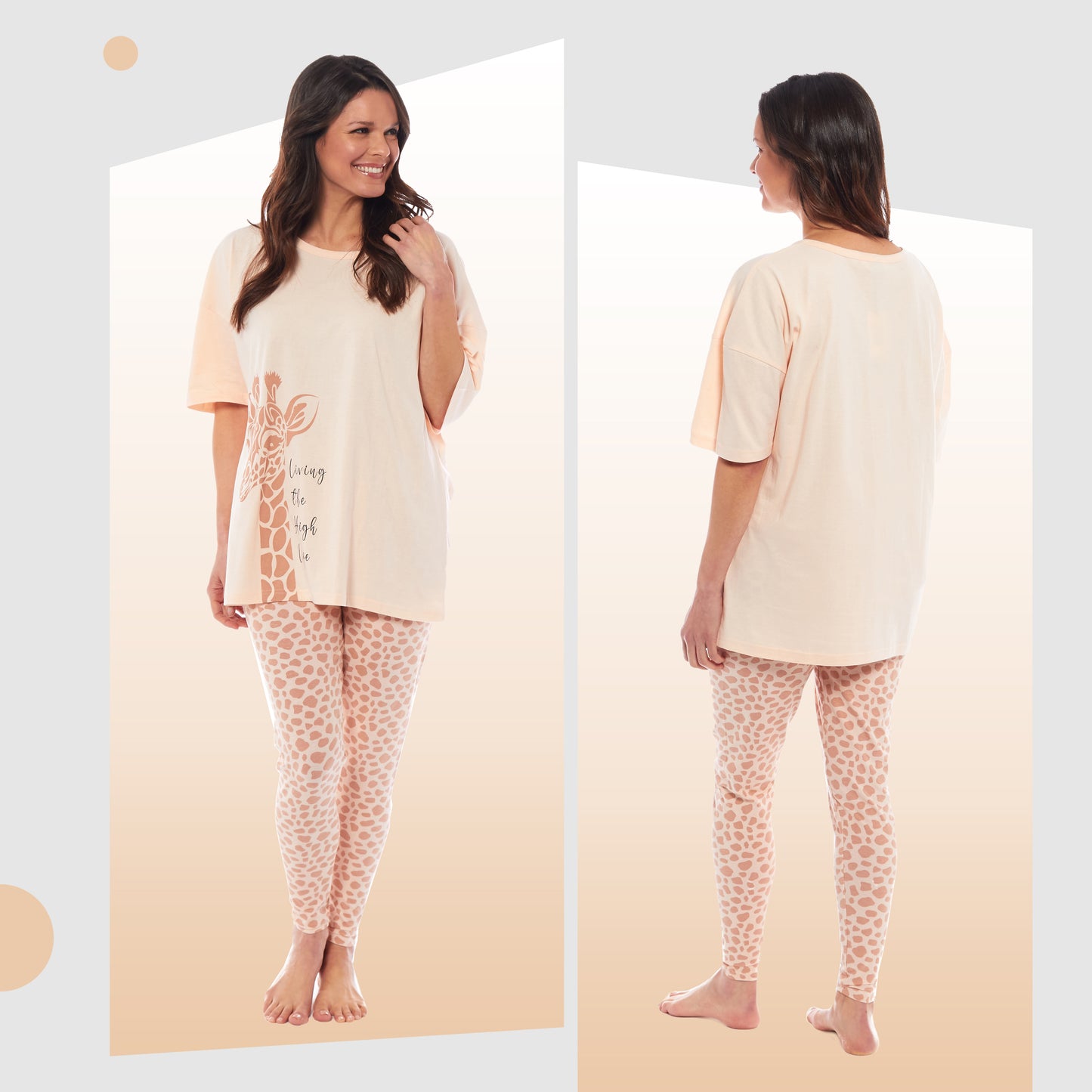 Ladies Oversized Cotton T-Shirt and Leggings PJ Set with Giraffe and Zebra Prints Comfortable and Stylish Womens Loungewear by Daisy Dreamer. Buy now for £13.00.