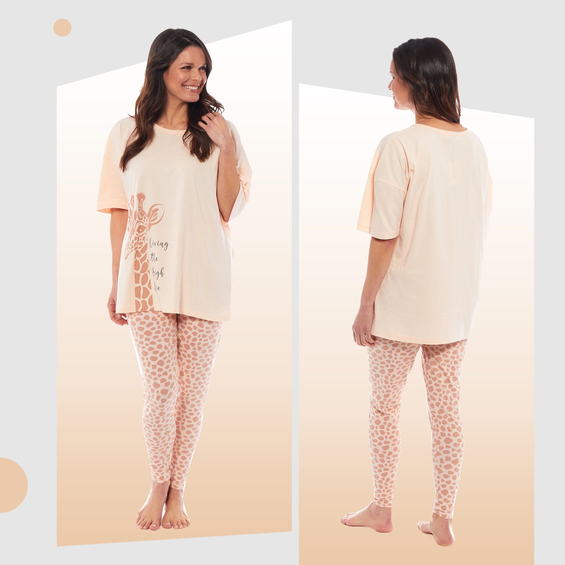 Ladies Oversized Cotton T-Shirt and Leggings PJ Set with Giraffe and Zebra Prints Comfortable and Stylish Womens Loungewear by Daisy Dreamer. Buy now for £13.00.