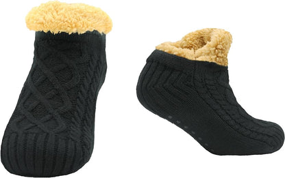 Luxurious Nordic Fluffy Sherpa Lined Slipper Socks for Men and Women Warm Non-Slip Indoor Winter House Shoes Fair Isle Black Navy Grey UK 4-7 8-12 by Sock Stack. Buy now for £9.00.