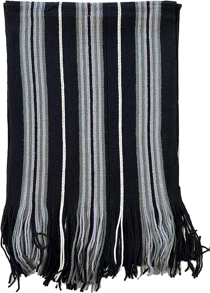 Luxury Men's Woven Stripe Design Long Scarf Warm Soft Acrylic Winter Fashion Accessory for Formal and Casual Wear Hypoallergenic by Sock Stack. Buy now for £7.00.