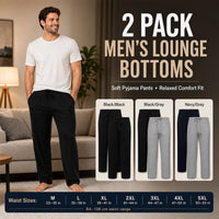 Sock Stack 2 Pack Mens Cotton Lounge Bottoms Stretchable PJ Pants Durable Cosy Cosy Super Soft Lounge Comfort