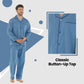 Men's Classic Blue Woven Pyjama Set Long Sleeve Button Top & Bottoms Easy Care Nightwear Sleepwear by Sock Stack. Buy now for £15.00.