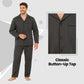 Men's Classic Charcoal Woven Pyjama Set Long Sleeve Button Top & Bottoms Easy Care Nightwear Sleepwear by Sock Stack. Buy now for £15.00.