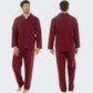 Men's Classic Red Woven Pyjama Set Long Sleeve Button Top & Bottoms Easy Care Nightwear Sleepwear by Sock Stack. Buy now for £15.00.