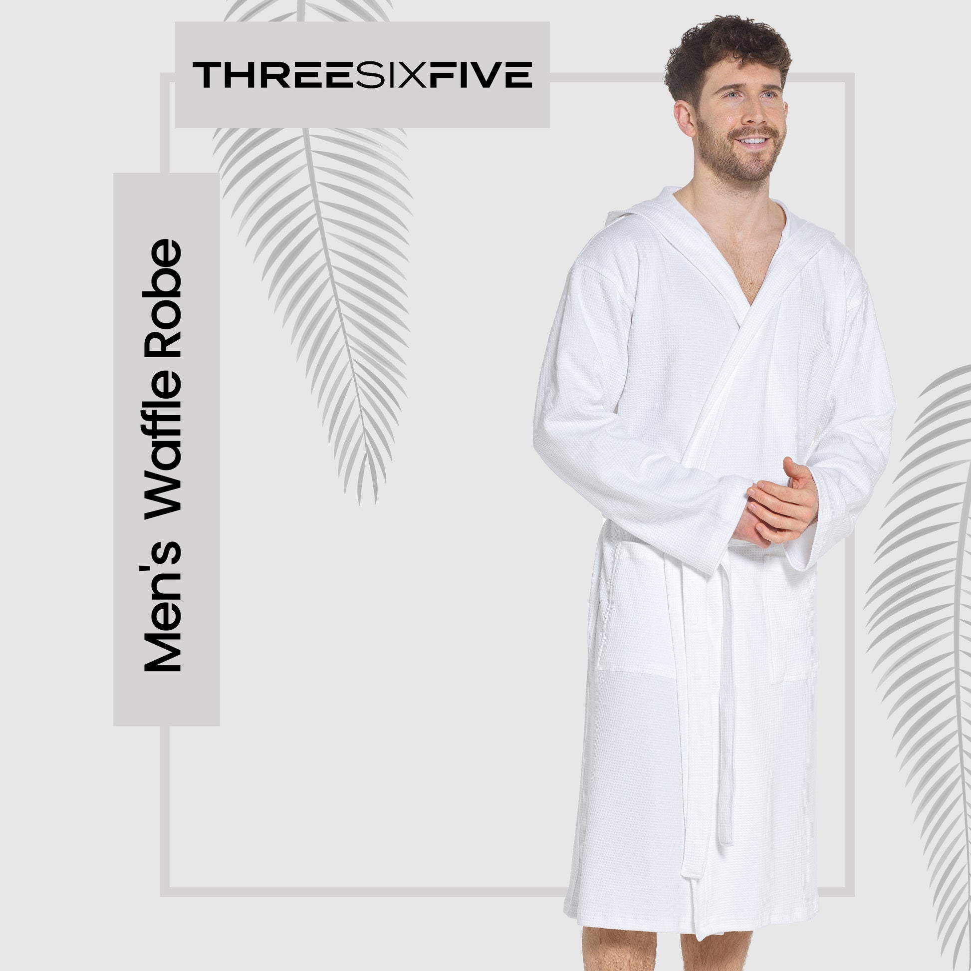 Men’s Hooded Waffle Cotton Bathrobe White Super Absorbent Spa Robe Luxury Dressing Gown for Home & Loungewear by Sock Stack. Buy now for £17.00.