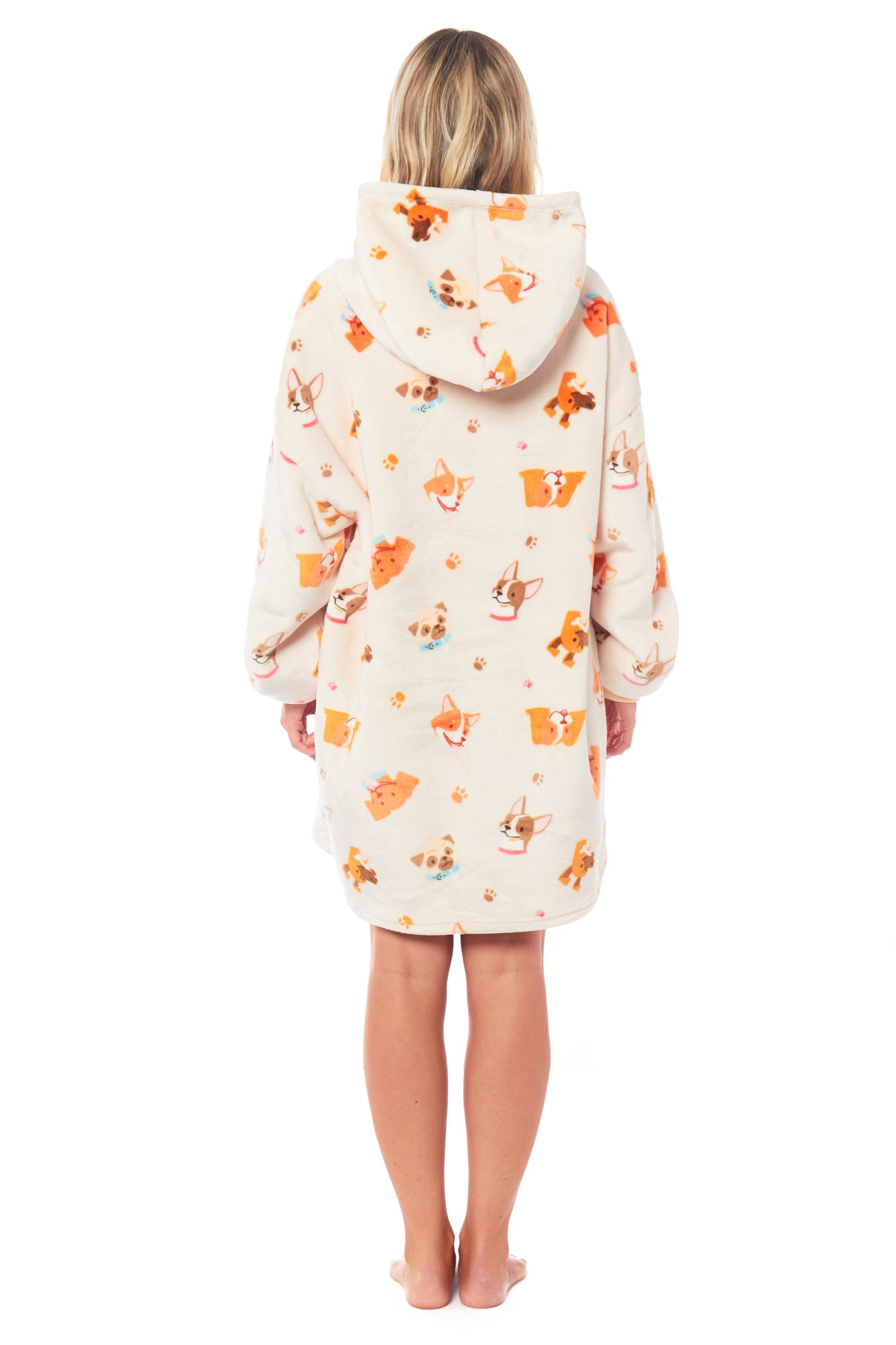 Oversized Dogs Reversible Sherpa Hooded Blanket Ultra Soft Flannel Fleece Hoodie for Adults and Kids with Large Pocket Durable Polyester by Daisy Dreamer. Buy now for £9.00.