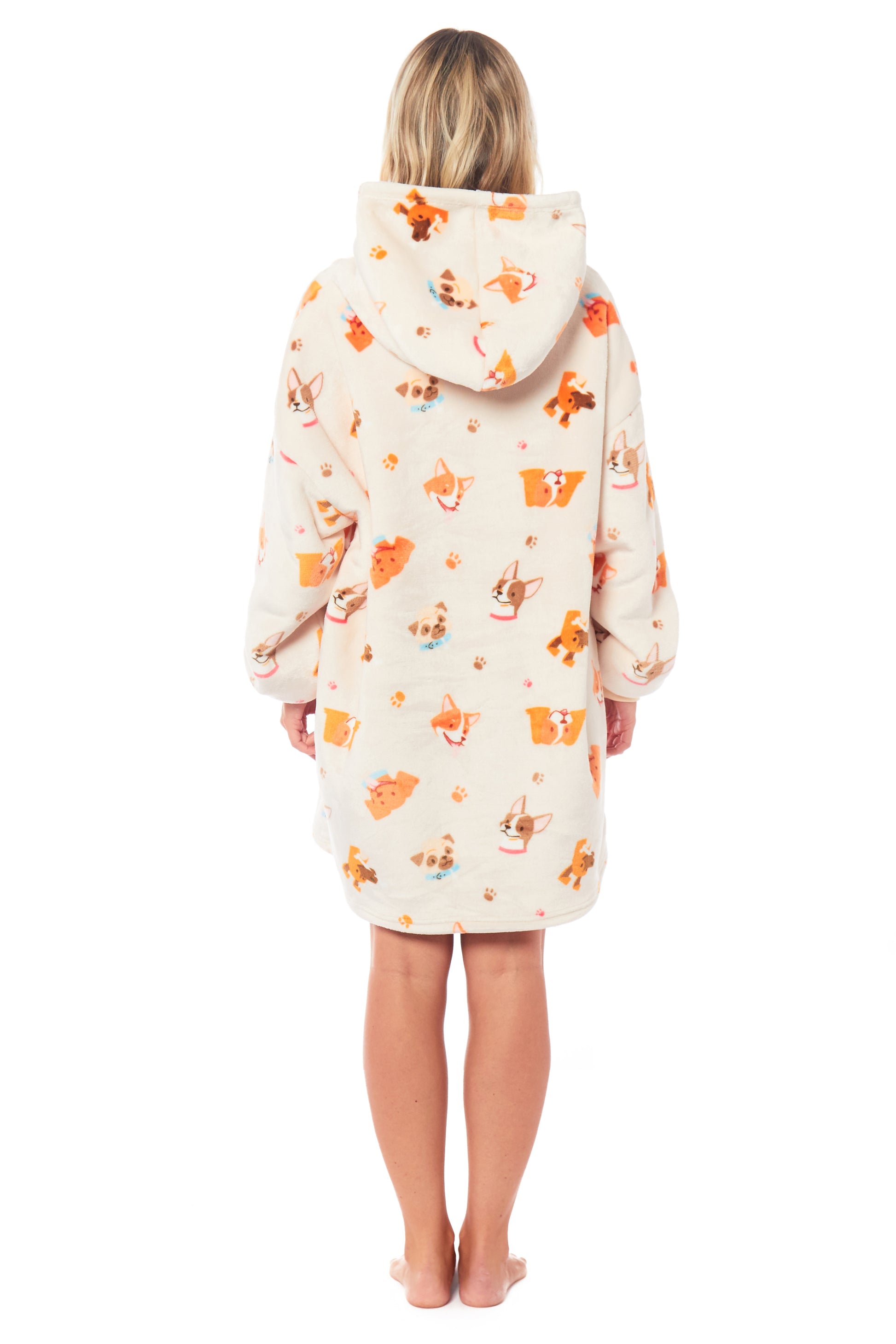 Oversized Dogs Reversible Sherpa Hooded Blanket Ultra Soft Flannel Fleece Hoodie for Adults and Kids with Large Pocket Durable Polyester by Daisy Dreamer. Buy now for £9.00.