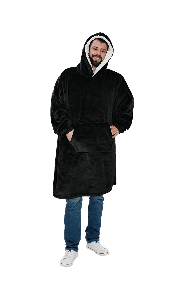 Oversized Men's Hooded Blanket Sweatshirt with Sherpa Lining Plush Wearable Hoodie for Lounging Camping One Size Fits All by Daisy Dreamer. Buy now for £18.00.