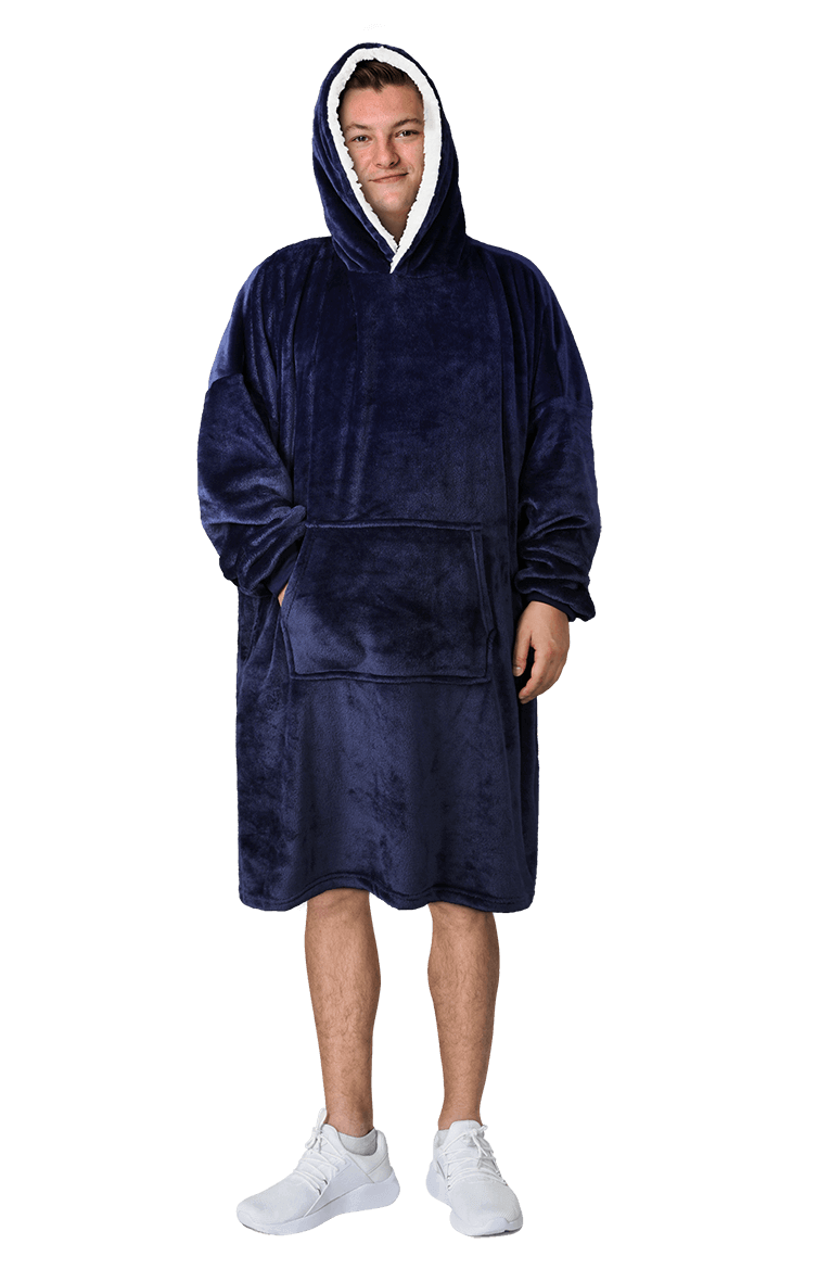 Oversized Men's Hooded Blanket Sweatshirt with Sherpa Lining Plush Wearable Hoodie for Lounging Camping One Size Fits All by Daisy Dreamer. Buy now for £18.00.