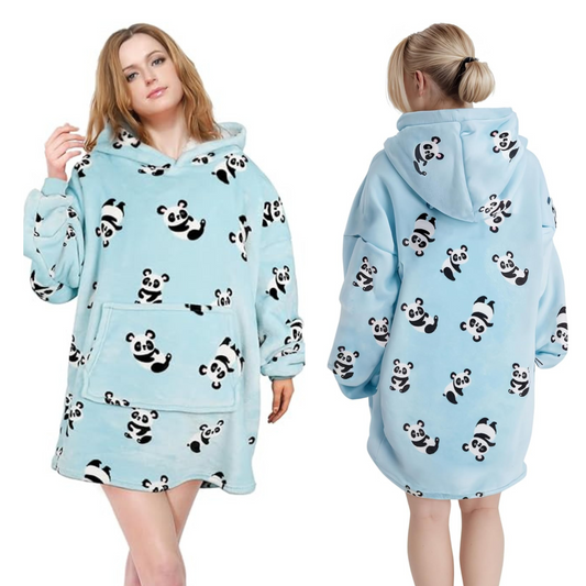 Oversized Panda Hooded Plush Fleece Blanket with Sherpa Lining Double Pocket Cozy Hoodie for Adults and Kids by Daisy Dreamer. Buy now for £9.00.