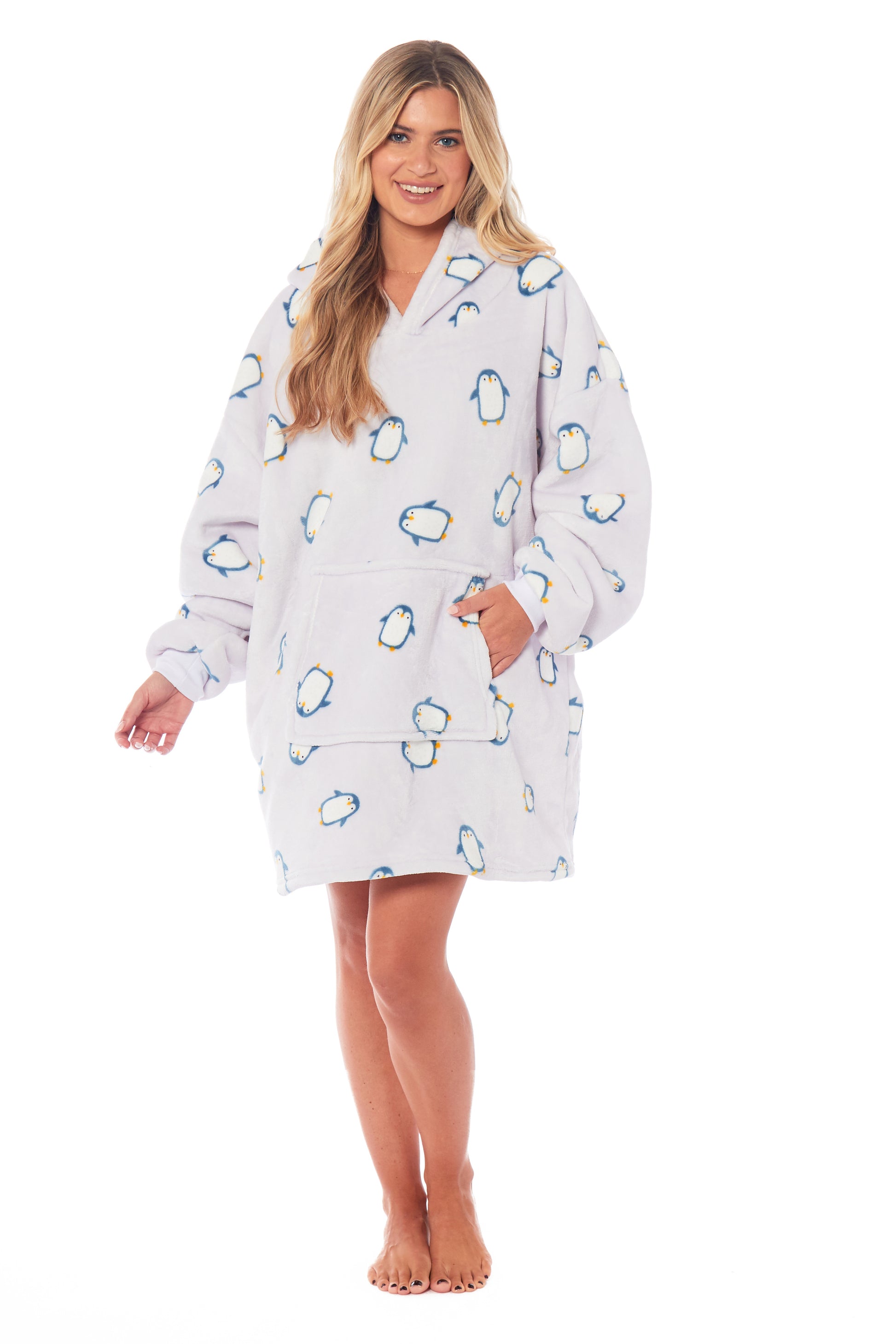 Oversized Penguin Hooded Blanket Ultra Soft Sherpa Fur Lining Big Hoodie Sweatshirt Plush Flannel Fleece Loungewear for Adults and Kids by Daisy Dreamer. Buy now for £9.00.