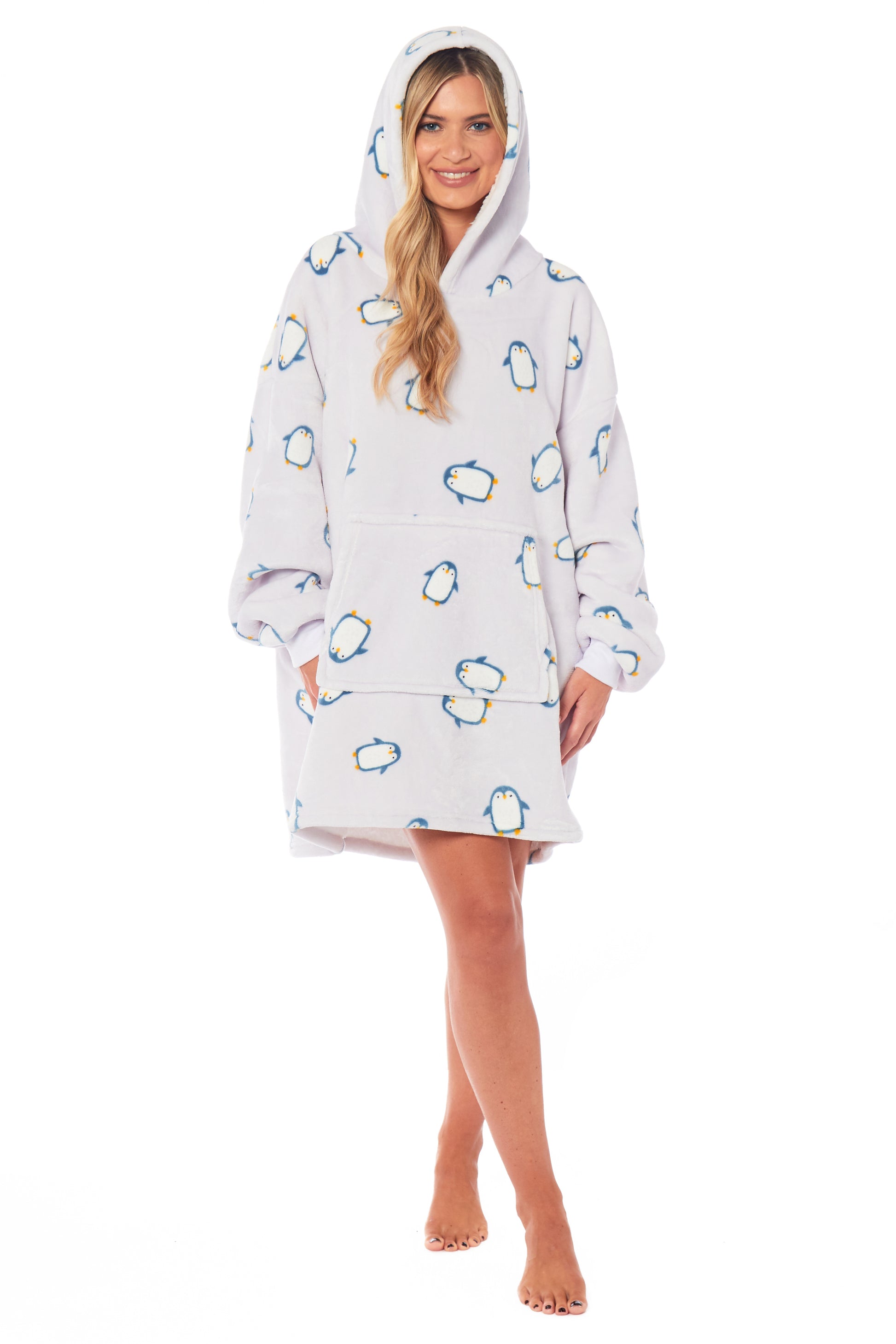 Oversized Penguin Hooded Blanket Ultra Soft Sherpa Fur Lining Big Hoodie Sweatshirt Plush Flannel Fleece Loungewear for Adults and Kids by Daisy Dreamer. Buy now for £9.00.