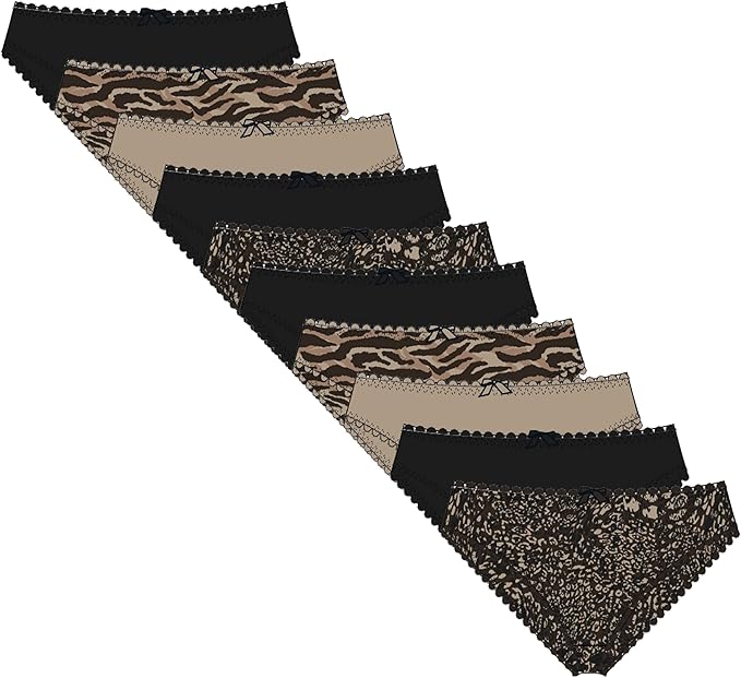 Pack of 10 Women's Animal Print Briefs Zebra Leopard Low Rise Knickers Cotton Underwear Set Daisy Dreamer. Buy now for £10.00.