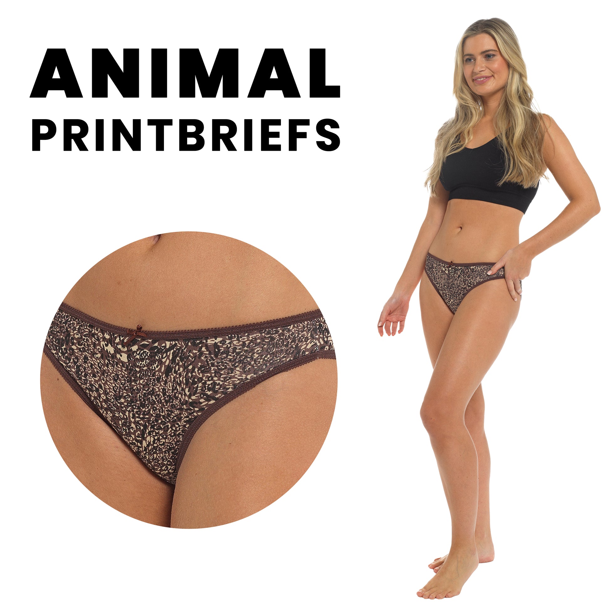Pack of 10 Women's Animal Print Briefs Zebra Leopard Low Rise Knickers Cotton Underwear Set Daisy Dreamer. Buy now for £10.00.
